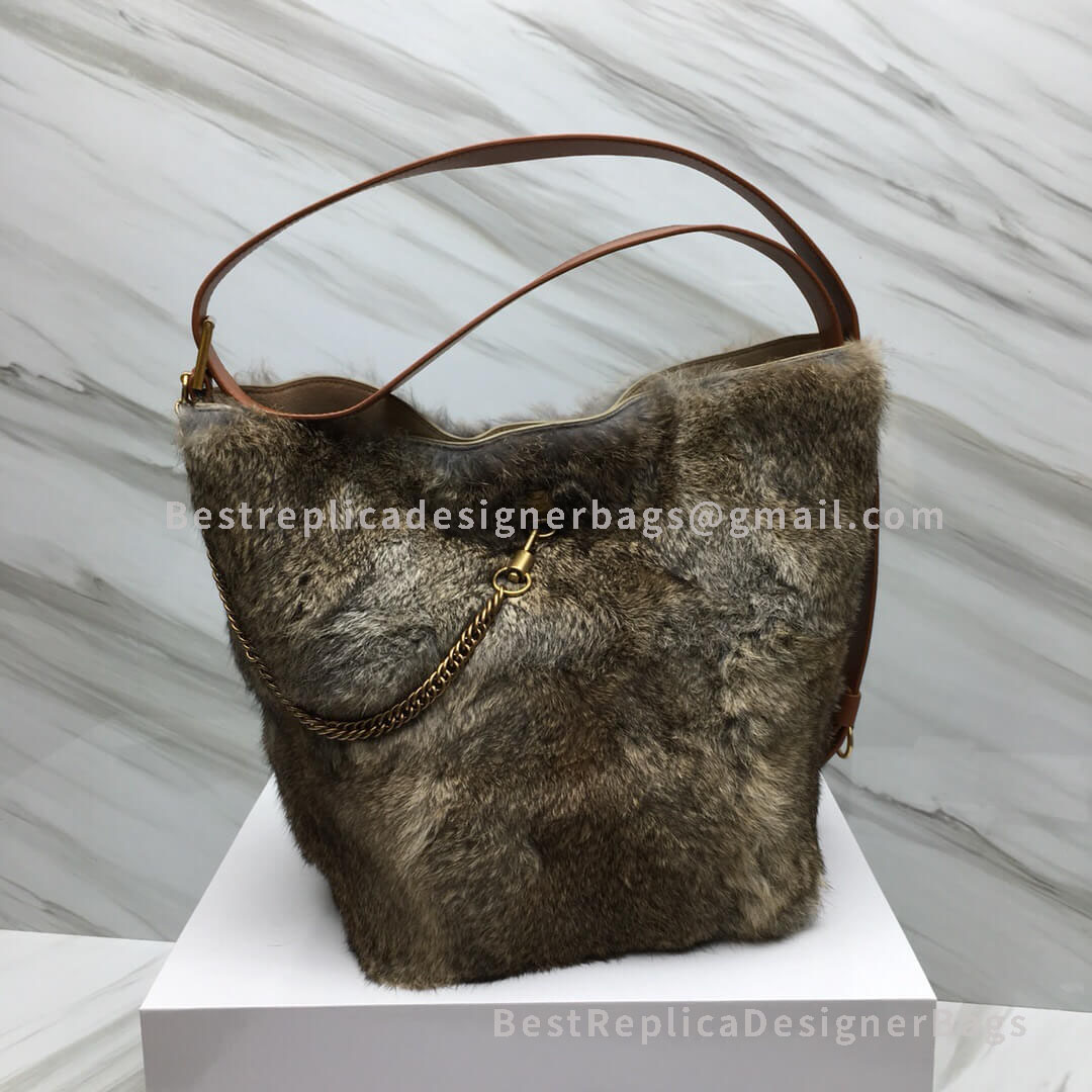 Givenchy Mini GV Bucket Bag In Brown Rex Rabbit Hair GHW 29911